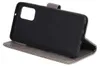 A gray flip case for a Huawei P Smart 2021 is shown open, revealing the interior. Produktbild-Vorschau