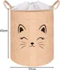 A laundry basket with a cat face design and dimensions indicated. Produktbild-Vorschau