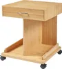 A bamboo rolling table with a drawer and open shelves, shown from a slightly elevated front-left angle. Podgląd zdjęcia produktu