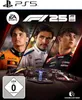Cover art for the EA Sports F1 25 video game for PlayStation 5, featuring three drivers and three Formula 1 cars. Produktbild-Vorschau