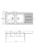 2-bowl steel sink with drainer Náhľad obrázku produktu 3