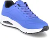 A single blue Skechers Uno Stand On Air sneaker is shown from a side-angle on a white background. Voir les images du produit