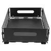 A black metal drawer organizer with cut-out handles on the sides and a solid base. Náhled obrázku produktu