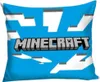 A pillow with the Minecraft logo and sky-like graphics. Produktbild-Vorschau