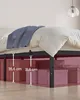 A bed frame with storage boxes underneath, showing measurements. Produktbild-Vorschau