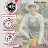 A woman in a garden setting, wearing gardening attire and gloves, tending to plants. The image includes marketing graphics highlighting product features. Náhľad obrázku produktu