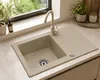 Granitspüle 76x44 cm mit Beige Armatur – Küchenspüle aus Produktbild-Vorschau 10