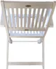 The back view of a white folding chair. Produktbild-Vorschau