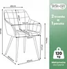 2x Krzesło tapicerowane z przeszyciami kwadratowymi Beżowe Podgląd zdjęcia produktu 3