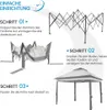 Instructions for setting up a pop-up gazebo. Produktbild-Vorschau