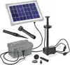 A solar-powered fountain pump kit with accessories, laid out on a white background. Produktbild-Vorschau