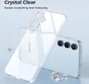 A clear phone case is shown in front of a light blue phone, with decorative diamonds scattered around. Produktbild-Vorschau