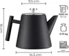 A black teapot with measurement indicators and icons. Produktbild-Vorschau
