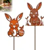 Osterdeko Garten 2er Set, rostige Metall Osterhasen im Produktbild-Vorschau 1