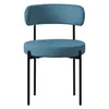 A blue upholstered chair with black metal legs, presented against a white background. Podgląd zdjęcia produktu
