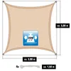 Voile d'ombrage UV 3x3 m HDPE carré Protection solaire Abri Voir les images du produit 8