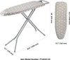 An ironing board and its cover are shown with dimensions indicated by measurement lines and text. Náhľad obrázku produktu