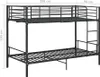 A black metal bunk bed shown from a side-diagonal angle against a white background. Náhľad obrázku produktu