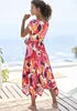 VIVANCE Midikleid mit Alloverdruck und asymmetrischem Saum Produktbild-Vorschau 4
