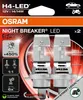 The image shows the packaging of Osram H4 LED headlights. Produktbild-Vorschau