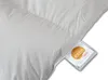A close-up of a white duvet with a label attached. Produktbild-Vorschau