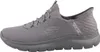 A side view of a grey Skechers slip-in sneaker against a white background. Voir les images du produit