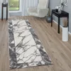 Teppich Wohnzimmer Kurzflor Marmor Optik Mit Bordüre Modern Produktbild-Vorschau 2