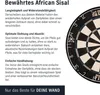 A dartboard with descriptive text about its features. Produktbild-Vorschau