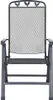 A front view of a gray folding chair. Produktbild-Vorschau