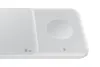 A close-up of a white wireless charger with two charging pads. Produktbild-Vorschau