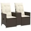 vidaXL Gartensofa 2-Sitzer Verstellbar mit Tisch Braun Poly Produktbild-Vorschau 1
