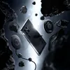 A smartphone and accessories are shown floating among asteroids in space. Produktbild-Vorschau