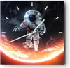 Wanduhr - Quadrat - Glasuhr - Kosmonaut Weltraum - 30x30cm Produktbild-Vorschau 1