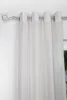 A close-up view of a silver curtain rod with white sheer curtains hanging from it. Produktbild-Vorschau