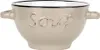 A single ceramic soup bowl with handles and the word "Soup" embossed on the front. Produktbild-Vorschau
