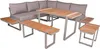 A sectional outdoor furniture set with a table and benches. Produktbild-Vorschau