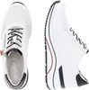 Two white Remonte sneakers are shown against a white background. One sneaker is viewed from the top, showing the laces and a zipper. The other sneaker is viewed from the side, highlighting its sole and design. Produktbild-Vorschau
