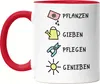 Pflanzen Gießen Pflegen Genießen Tasse Rot Hobby-Gärtner Produktbild-Vorschau 1
