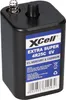 A close-up studio shot of a black XCell 4R25C 6V battery. Voir les images du produit