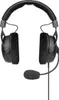 A pair of black gaming headphones with a microphone is shown against a white background. Produktbild-Vorschau
