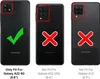 Three phone backs are shown, one with a green checkmark and two with red X's, indicating compatibility. Produktbild-Vorschau