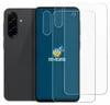 A smartphone and screen protectors are displayed against a white background. Produktbild-Vorschau