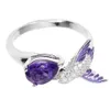 Offener Ring mit Vogel-Wassertropfen, künstlicher Amethyst, Produktbild-Vorschau 4