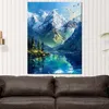 Berglandschaft mit See modern farbenfroh Leinwandbild Produktbild-Vorschau 3