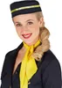 A woman wearing a stewardess costume, including a hat and scarf. Produktbild-Vorschau