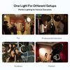 Collage of four images showing different lighting setups for photography and videography. Produktbild-Vorschau