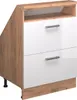 A white and wood-grain cabinet with two drawers. Podgląd zdjęcia produktu