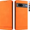 A product shot of an orange phone case, shown open and closed, with a color swatch palette on the right. Produktbild-Vorschau