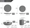 A diagram showing different pieces of a dinnerware set with dimensions and quantities. Náhled obrázku produktu