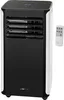 A portable air conditioner unit and its remote control are shown against a white background. Voir les images du produit